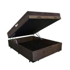 Imagem de Cama Box Baú Casal Colchão Espuma D33 Bordado + Box Marrom Suede 39x13