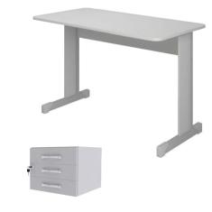 Imagem de Mesa Secretaria Maxxi 75X121x61 3 Gavetas Cinza Pandin