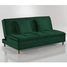 Imagem de Sofá Cama Vegas 185cm Pé De Madeira Talento Móveis Verde