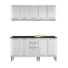 Imagem de Armário De Cozinha De Aço C/ Balcão 10 Portas Branco Branco