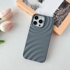 Imagem de Capa de telefone com ondas de água de luxo para iPhone 14 13 12 11 Pro Max XR XS Max 14 Plus Capa de silicone macio 3D, cinza escuro, para iPhone 14Pro