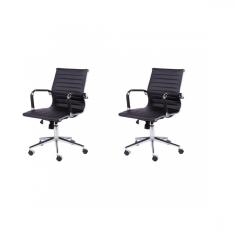 Imagem de Kit 2 Cadeiras para Escritório Diretor Esteirinha com Relax 3301 Or Design Preto