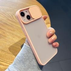 Imagem de Capa de proteção de câmera para iPhone 14 13 12 11 Pro Max X XR XS 7 8 Plus SE 2 Candy Soft Matte Bumper Slide Lens Capa transparente, rosa, para iPhone 13Pro Max