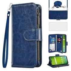 Imagem de Asuwish Capa de telefone para AT&T Motivate Max U668AA/Cricket Ovation 3 U668AC Capa carteira celular com protetor de tela, alça transversal flip zíper porta-cartão de crédito TPU slot stand ATT