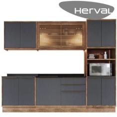 Imagem de Cozinha Completa 100% Mdf Modular Édez Uno, 6 Peças, Grafite E Louro F