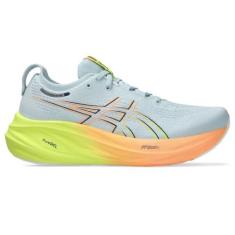 Imagem de ASICS Tênis de corrida feminino Gel-Nimbus 26 Paris, Cinza claro/amarelo seguro, 41