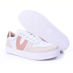 Imagem de Tênis Feminino Blogueira Casual Super Tendência - Valentina Rosa, Nude