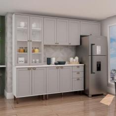 Imagem de Cozinha Completa Iluminata 10 Portas 3 Gavetas 100% Mdf com Vidro Bran