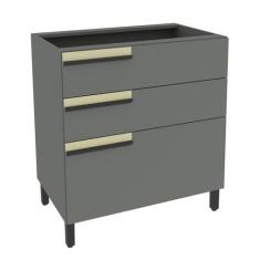 Imagem de Balcão 80cm 3 Gavetas Cozinha Flórida Grafite