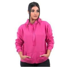 Imagem de Moletom Canguru Feminino com Capuz para o Frio cor Pink