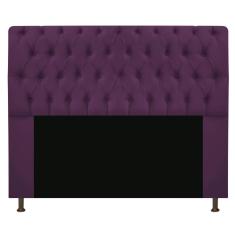 Imagem de Cabeceira Estofada Lady 195 Cm King Size Com Capitonê Suede Roxo - Adj Decor