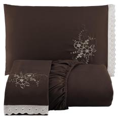 Imagem de Jogo De Cama Lençol Solteiro Bordado Advance 2 Peças Tabaco