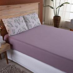 Imagem de Lençol Casal Malha Fio Penteado Algodão 3 Peças - Rosê Gold