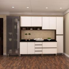 Imagem de Armário De Cozinha C/6 Peças Dourado C/Branco Polar E Pret