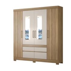 Imagem de Guarda Roupa Mônica 4 Portas c/ Espelho e Gavetas Amendola/Off White -