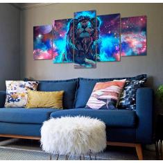 Imagem de Quadro Decorativo 129X63 Sala Quarto Leão No Universo