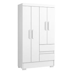 Imagem de Guarda Roupas Solteiro Juvenil 4 Portas 2 Gavetas Branco Coimbra Aramóveis