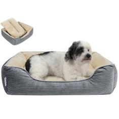 Imagem de Miguel Cama para cães com almofada/travesseiro removível para cães médios e pequenos, cama lavável para animais de estimação com lateral fácil de lavar, cama retangular grande para gatos internos com