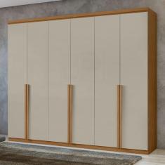 Imagem de Guarda-Roupa Casal Alonzo 6 Portas 4 Gavetas 100% Mdf Amêndoa Clean/Off White 59944.52 - Móveis Lopas