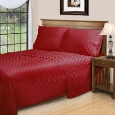 Imagem de Superior Jogo de lençol de cama de algodão egípcio 400 fios, 1 lençol elástico com bolso profundo, 1 lençol de cima, 1 fronha, lençóis de uso diário, itens essenciais de casa de luxo, design listrado,