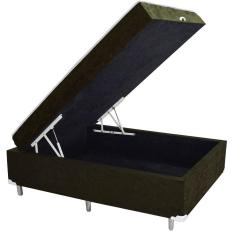 Imagem de Cama Box Baú Casal Conjugado Ortopédico Suede Marrom 45x138x188