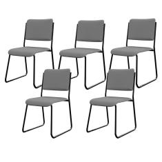 Imagem de Kit 05 Cadeiras Hoteleira Auditório Empilhável Inter L02 Facto Cinza - Lyam Decor