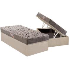 Imagem de Cama Box Baú Solteiro: Colchão Anatômico Herval AG65 Fort Black Firme Pillow Top + Base CRC Suede Clean(88x188)