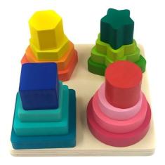 Imagem de Brinquedo Educativo Pirâmides Encaixar Formas Geométricas