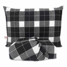 Imagem de Jogo De Lençol Solteiro Elástico Algodão Pol Xadrez Listrado 2 Peças -