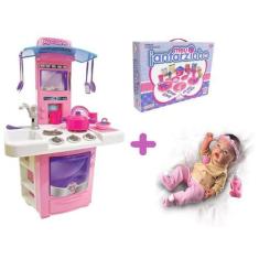 Imagem de Kit Boneca Bebê Realista Tipo Reborn Com Cozinha E Jantar - Big Star E