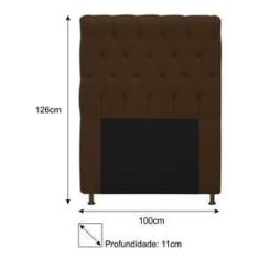 Imagem de Cabeceira Estofada Cristal 100 cm Solteiro Com Capitonê Suede Marrom - BELLACASA DECOR