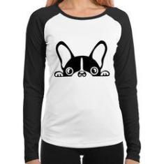 Imagem de Baby Look Raglan Cachorro Boston Terrier Manga Longa - Foca Na Moda