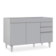 Imagem de Balcão De Cozinha Para Pia 120cm 3 Portas Sem Tampo Michigan Cinza Cla