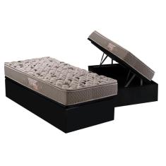 Imagem de Cama Box Baú Solteiro: Colchão Anatômico Herval AG65 Fort Black Firme Pillow Top + Base CRC Courano Black(88x188)