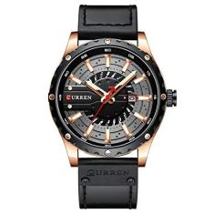 Imagem de Sunbaca masculino relógio de quartzo pulseira de couro moda relógio de pulso 3ATM vestido 8374