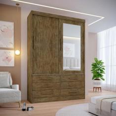Imagem de Guarda Roupa Casal Mdf 2 Portas 6 Gavetas Com Espelho Atlanta - D Doro