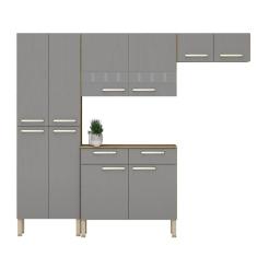 Imagem de Armário De Cozinha Compacta 10 Portas 2 Gaveta Com Balcão Nala Freijó gris Freijó gris