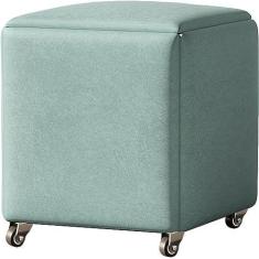 Imagem de Banqueta de armazenamento 5 em 1Cubo mágicoCadeira de nidificação com rodas, sofá de cozinha multifuncional Banqueta empilhável, assento estofado e estrutura de metal (tamanho: 45x45x45 cm,