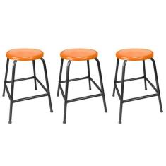 Imagem de Kit 3 Bancos Banqueta Bar 55cm Empilhavel Para Lanchonete Mesa Cozinha