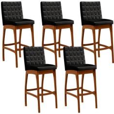 Imagem de Kit 05 Banquetas Altas Para Cozinha Sala de Jantar Fixa Mila B04 Mater