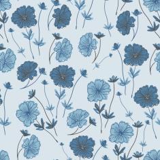 Imagem de Papel De Parede Adesivo Lavável Margaridas Azuis 6M