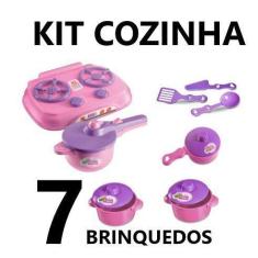 Imagem de Kit Cozinha 7 Brinquedos Fogão Frigideira Panela De Pressão - Altimar