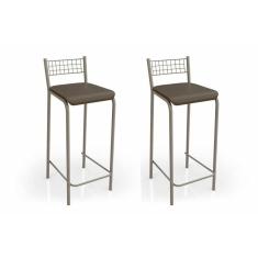 Imagem de Kit 2 Banquetas Sala Jantar Gênova 2b705nk 2 Un Níquel/marrom - Kappesberg