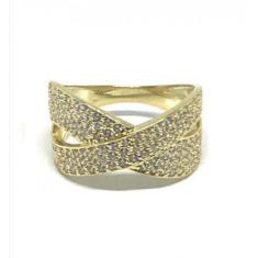 Imagem de Anel de ouro 18k torcido com zircônias - Elegancy Joias