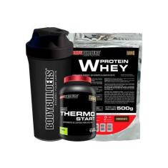 Imagem de Kit Whey Protein 500G + Thermo Start Powder 120G Limão + Coqueteleira