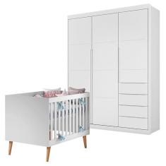 Imagem de Berço Americano Ludmila E Guarda Roupa Blenda Branco Acetinado - Phoenix