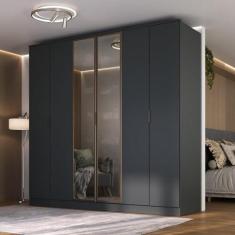 Imagem de Guarda-roupa 6 Portas com 2 Portas Reflecta 4 Gavetas Ravi Grafitto