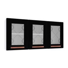 Imagem de Modulo Cozinha Telasul Mirage New Armario 3 Portas C Vidro Branco Preto