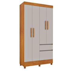 Imagem de Guarda-Roupa Solteiro Oregon II 4 PT 2 GV Cinamomo e Off White