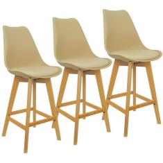 Imagem de Kit 3 Banquetas Monty Leda Luisa Saarinen Alta Base Fixa